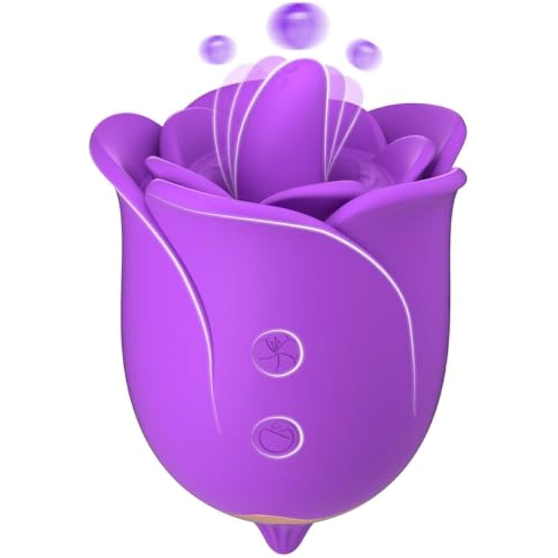 Clitoral Licking Vibrator Sex Toy For Women, Rose Sex Toy Clitoral Stimulator With 3 Tongue Licking & 10 Vibrating Modes, Female Mini Clitoris Nipple Anal Vibrator For Woman Her Pleasure