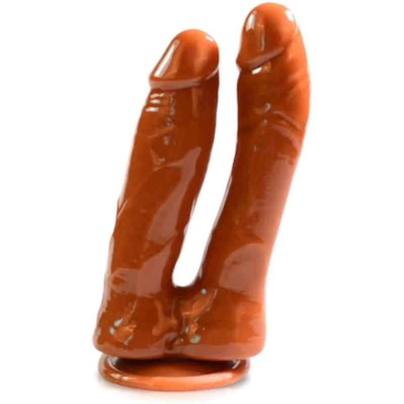 Double-Ended Realistic Dildo G-Spot Stimulation, 6.9 Inch Lifelike Dildo With Strong Suction Cup For Hands-Free, Double Sided Penis For Vaginal Anal, Adult Sex Toy For Women Men Couple(Brown)