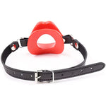 Open Mouth Gag Red Lips Shaped Opening O Ring Mouth Gag Silicone Opening Gag Sex Toys Mouth Gags For Adult Play Bondage Leather Strap Lips Ring Open Gag For Couples Toys Mouth Gag Games