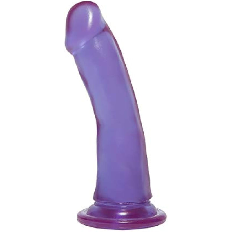 Doc Johnson Crystal Jellies - Slim Dong - 6.5 Inch - 1.5" Wide - Strong Suction Cup Base - O-Ring Harness Compatible Dildo - for Adults Only, Purple
