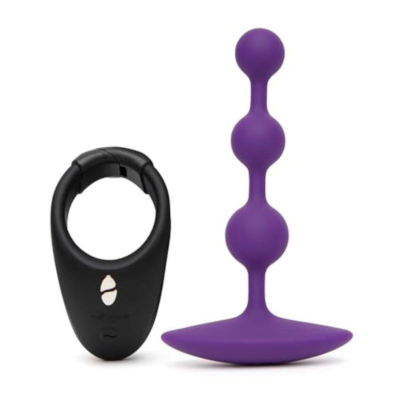 App Control Bond Wearable Vibrating Cock Ring & Romp Amp Flexible Anal Beads - Couples Sex Toys Bundle