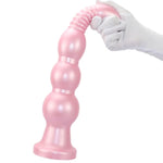 10.74 Inch Long Anal Plug With Three Gradual Large Beads - Liquid Silicone Long Anal Stimulator Anal Dilator - Tapered Head Dildo Butt Plug With Strong Suction Cup For Men Women (Pink)