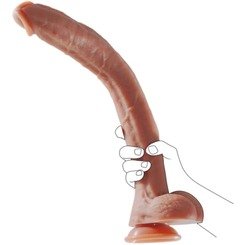 17.3 Inch Super Long Realistic Dildo, Built In Skeleton Flexible Dildo With Strong Suction Cup, Silicone Huge Big Anal Dildo, Giant Dildo Large Penis Stimulator Sex Toy For Women Men Gay