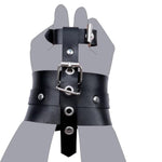 Bdsm Adjustable Handcuffs, Role Play Exercise With Detachable Leash For Party Role Play Jewelry, Pu Leather Bondage Fetish Handcuffs