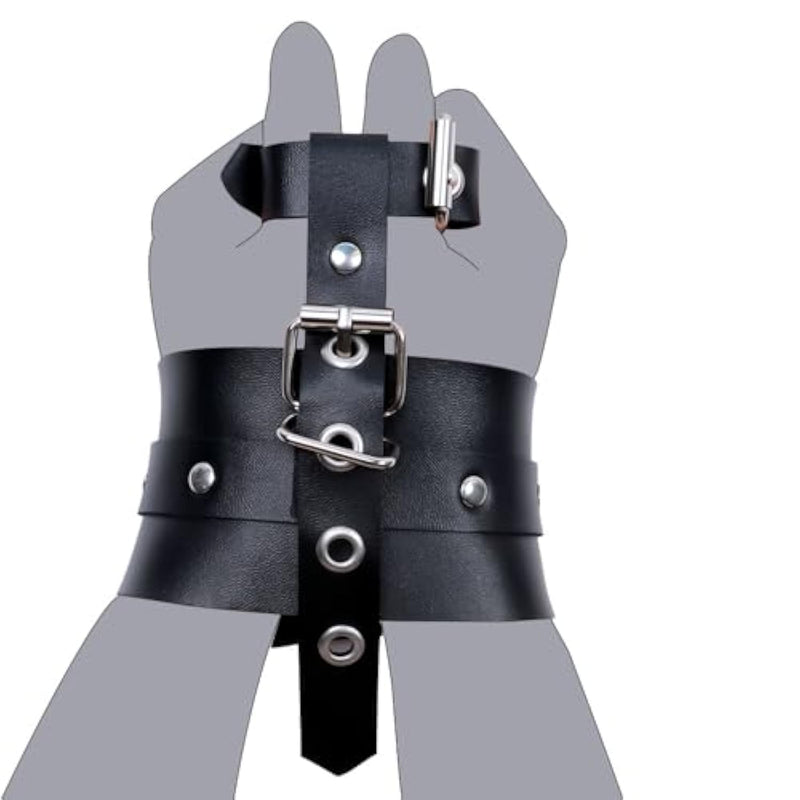 Bdsm Adjustable Handcuffs, Role Play Exercise With Detachable Leash For Party Role Play Jewelry, Pu Leather Bondage Fetish Handcuffs