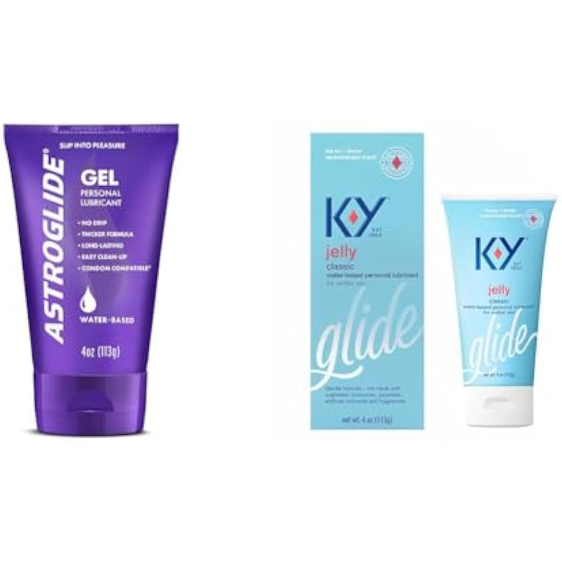 Astroglide Gel, Personal Lubricant (4oz), Stays Put with No Drip & K-Y Jelly Water Based Lube for Sex, Anal Lube, Non-Greasy Water Based Personal Lubricant