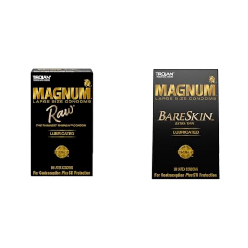 Trojan Condom Magnum RAW Large 10 Count & Magnum Bareskin Large 10 Count Condoms