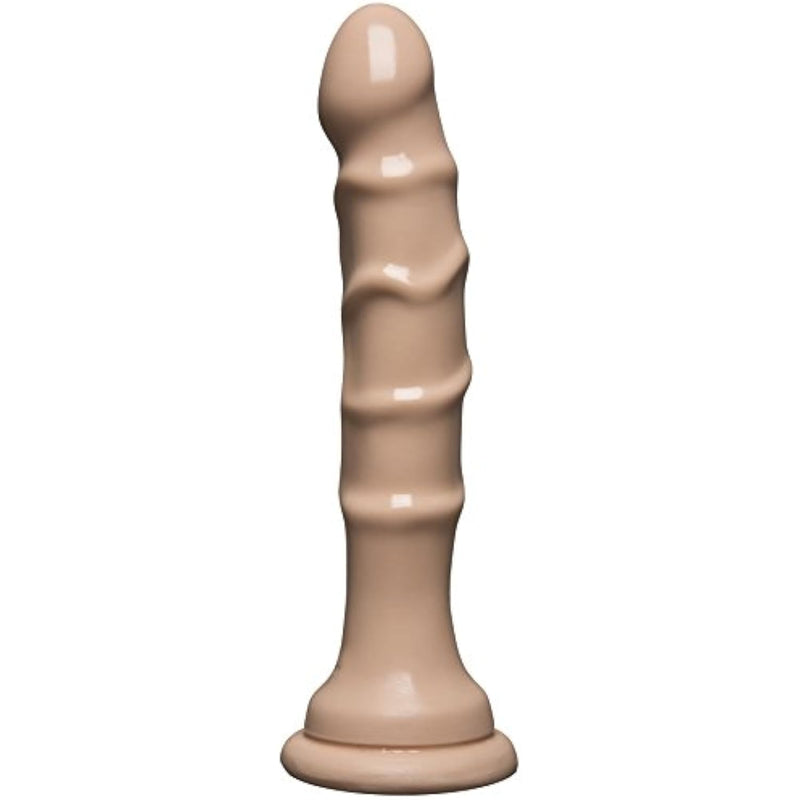 Doc Johnson Raging Hard-Ons - Slim Line - 5.5 Inch (6.9 in. Long and 1.2 in. Wide) - Heavily Veined - Dildo with Suction Cup Base - Great For Anal Beginners - Vanilla