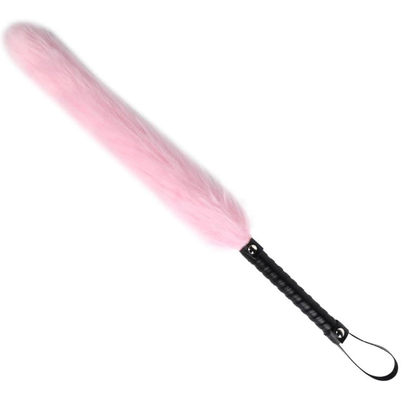Faux Fox Tail Flogger Whip - Sm Bondage Paddle, Sex Tickler Teaser For Women, Men & Couples - Orgasm Training Stimulator & Sex Spanking Toy - Soft Faux Fur, Black Handle, Sexy Fetish Toy