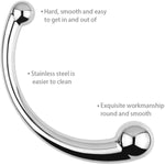 Double Ended Massage Wand Sex Anal Plug G-Spot Metal Anal Bead Stimulate Fetish Anal Plug Dildo Metal Curved Dual Ended Masturbation Sex Toy For Couple, Silver