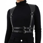 Men's Vintage Leather Body Harness with Adjustable Buckle Strap for Couples Costume