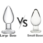 Glass Anal Butt Plug Glass Trainer With Large Base - Glass Ball 1.57 Inch Diameter Butt Plug - Clear Anal Toys G Spot Stimulation Prostate Massager For Men Women Beginner