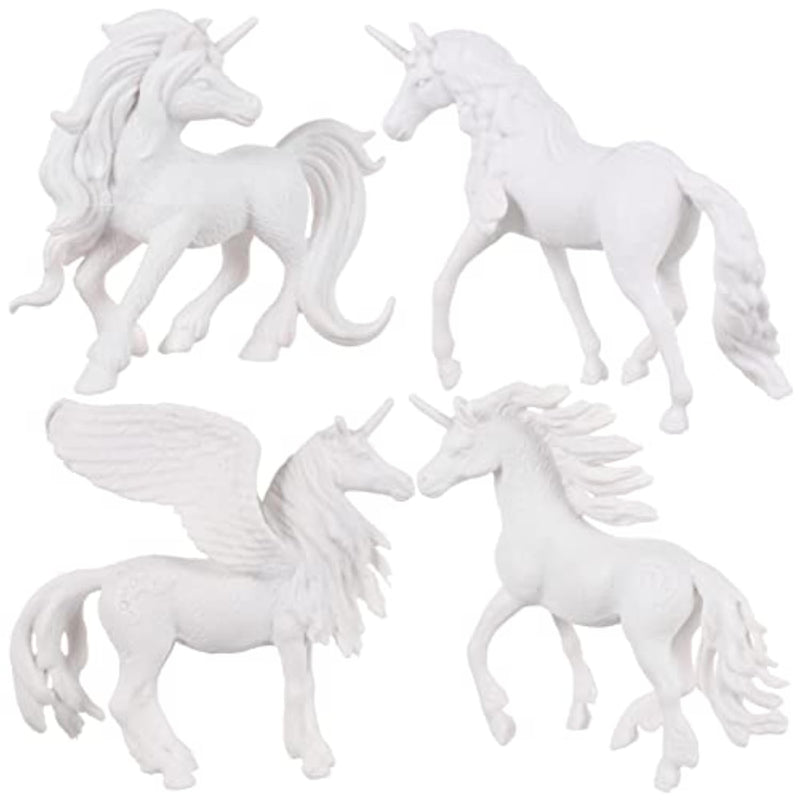 4 Pcs Paintable Unicorn Figurines, DIY Painting Craft Kit for Kids