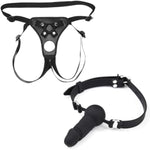 Strap On Dildo Adult Sex Toys Mouth Gag Realistic Dildo G-Spot Stimulation Wearable Harness, Black Silicone Dildo Strong Suction Cup Dildo Bdsm Play Sex Toys For Women Lesbian