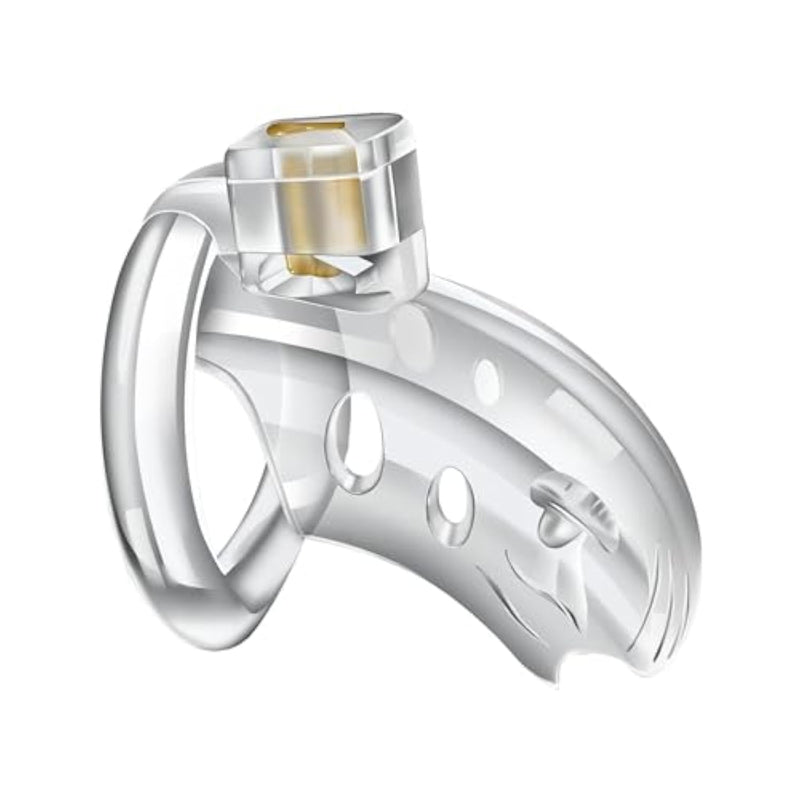 Male Chastity Device Chastity Cage - Invisible Lock, Transparent Cock Cage With 3 Different Sizes Of Removable Rings And 2 Keys, Adult Sex Toys For Exercising Male Penis