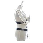 Male Leather Chastity Belt Chest Harness With Handcuffs And Penis Ring, Adjustable Adult Products Bondage Costume Sm Slave Fetish Chastity Devices For Men And Couples