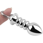 Anal Butt Plug Metal Anal Beads Dildo Prostate Massage Anal Vaginal Dilator Bdsm Sex Toys For Men Women Couple (Medium(5.11 Inch))