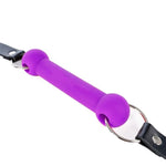 Adjustable Elastic Bondage Restraints Toys Open Mouth Silicone Bar Gag Muzzles Bdsm Sex Bite Gag For Couples (Purple)