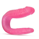 Blush B Yours 12.5” Sweet U-Shaped Dildo For Double Penetration, 1 Wide 1 Narrow End Realistic Silicone Double Dildo - Beginner Anal & Vaginal Play Cock - Adult Sex Toy For Women, Men, Couples -(Pink)