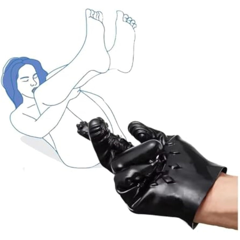 Adult Sex Glove Women G-Spot Stimulator Finger Vibrator Accessory Sm Sex Toy For Women Erotic Vaginal Clitoral Massage With Textured Raised Nubs Design For Couple Sex Play Waterproof Pvc Glove