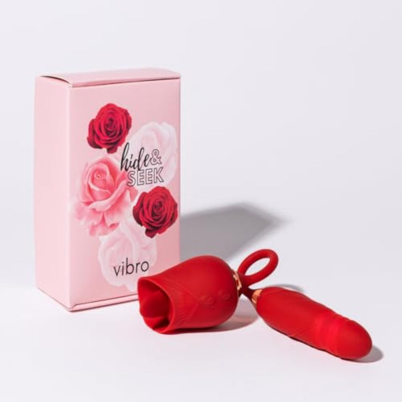 Premium Hide & Seek Rose Toy Dildo Vibrator - 3In1 Unisex Toys Sex Stimulator 10 Tongue Licking & Thrusting Dildo G Spot Vibrator, Clitoral Nipple Licker For Woman/Man. Usa Brand!