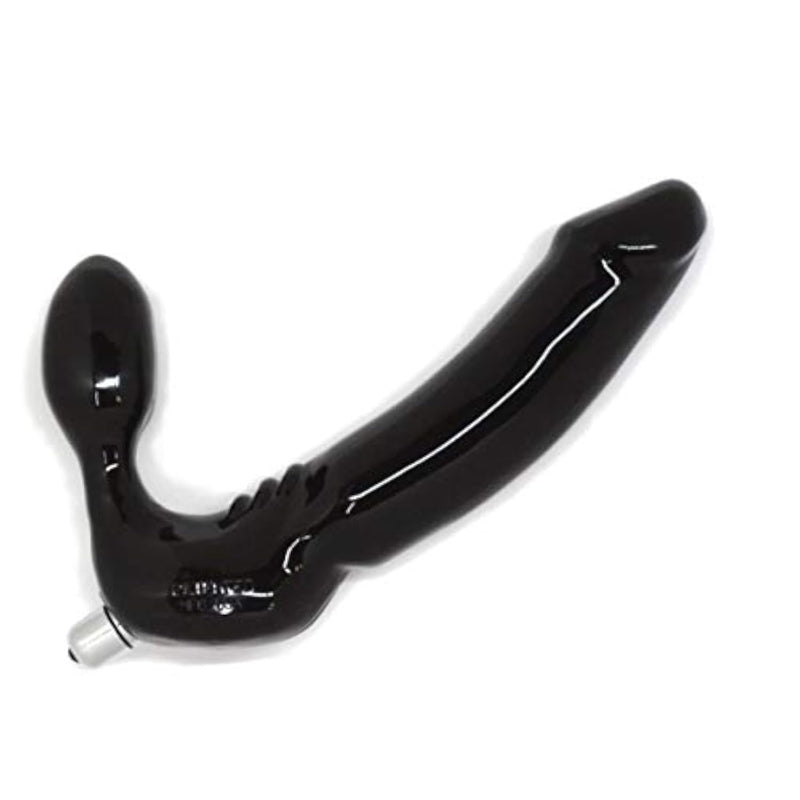 Extra Thick Strapless Double Dildo with Harness-Free Design and Black Color, 5.75 x 1.75 Inches in Size, Includes Vibrator with Alkaline Battery