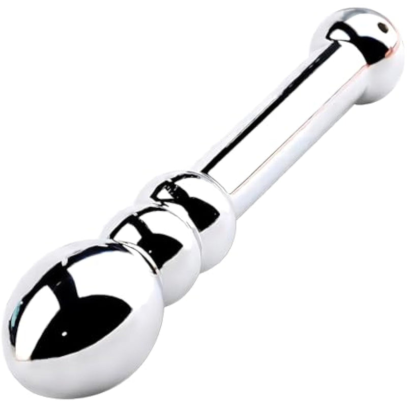 Metal G-Spot Dildo With Anal Beads & Massage Wand - Double-Ended Stimulator For Couples, Dual Pleasure Anal Plug And Clitoral Toy (Pd-S11)