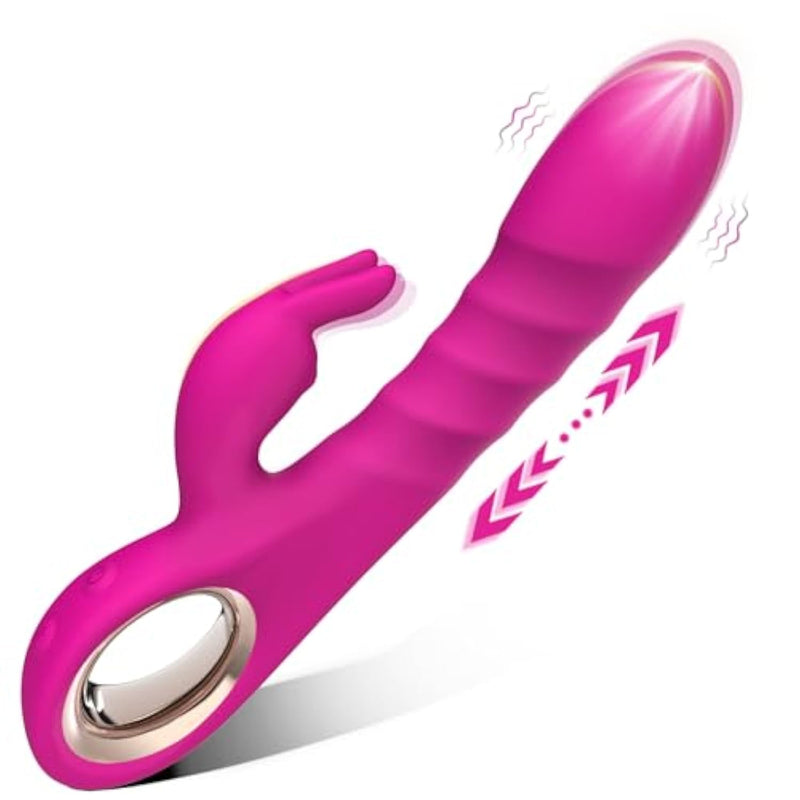 Thrusting Dildo Vibrator Adult Toys For Women- 3 In 1 Rabbit Vibrators Dildos With 5 Thrusting, 10 Vibration Modes, G Spot Vibrator Female Sex Toys Adult Toy For Womens Or Couples Sex Toys