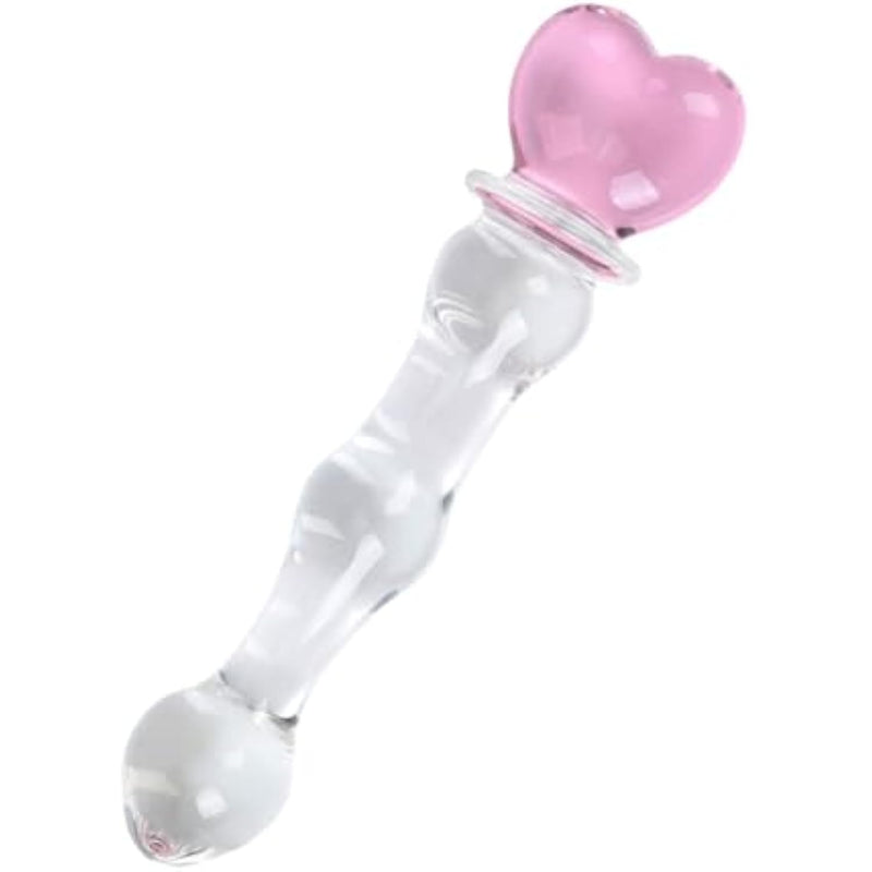 Crystal Glass Pleasure Wand Dildo Penis G-Spot Stimulation Female Masturbator (Heart)