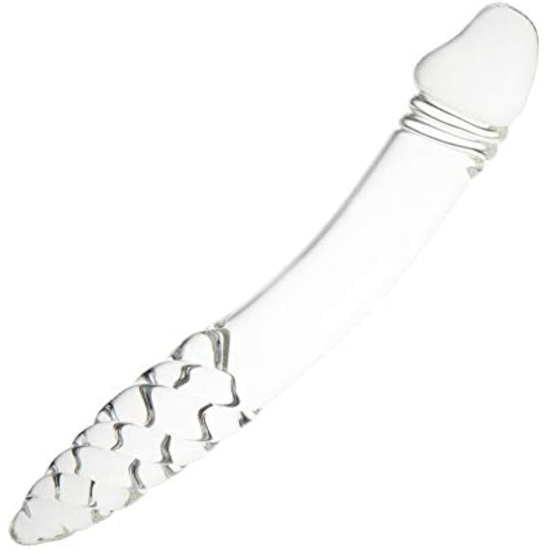 Glass Dildo, Crystal Double-Ended Penis Pleasure Wand With Spiral Texture And Vivid Glans Anal Butt Plug For G-Spot Stimulation