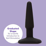 Classic Butt Plug - 4 Inch Silicone Anal Plug - Slimline Beginner Friendly With Flared Base - Waterproof - Black