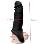 Reusable Realistic Sleeve Extender Sheath For Men Male Enhancement Extension Ball Stretch Sleeve Massage (Black, 8.7 In)