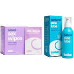 Natural Aloe Lube & Sex Wipes - 12 Individually Wrapped Wipes & 3.3 Fl Oz Aloe-Based Personal Lubricant, Ultra Hydrating & Gentle, Unscented, Adults