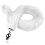 Super Long Metal Anal Butt Plug with Arctic Fox Tail for Cosplay and Adult Games