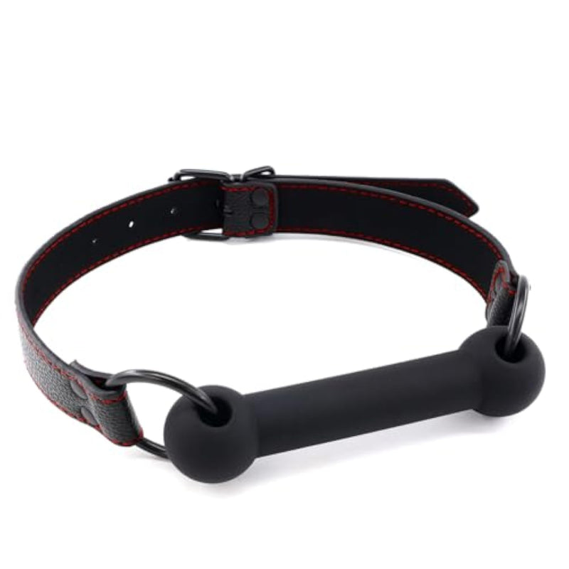 Silicone Sm Bar Gags For Sex Games - Open Mouth Dog Bone Shaped Bondage Gags Muzzle - Silicone Sex Gags For Sm Games (Black)