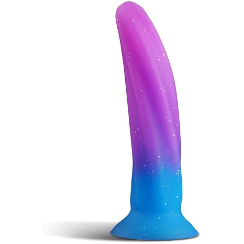 Soft 6-Inch Silicone Dildo With Suction Cup – Slim G-Spot & Prostate Toy For Beginners, Small Fantasy Anal & Butt Plug For Men And Women, Purple Blue