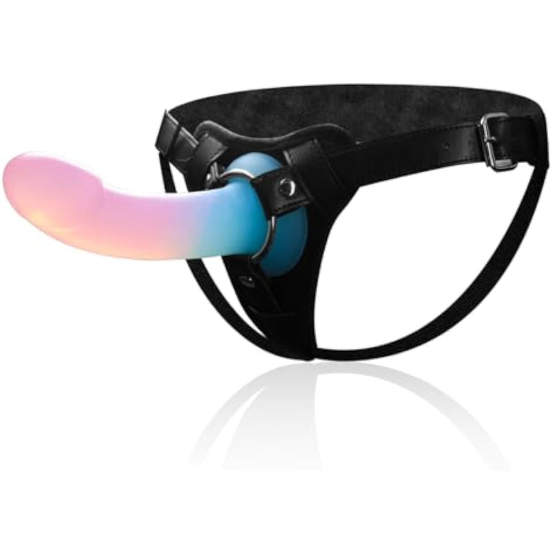 Strap On Dildo Harness Adult Sex Toys For Women And Men, Adjustable Leather Strapon Harness With 7.1" Gradient Color Silicone Anal Dildo, Detachable Suction Cup Penis For Lesbian Gay Couples Pegging