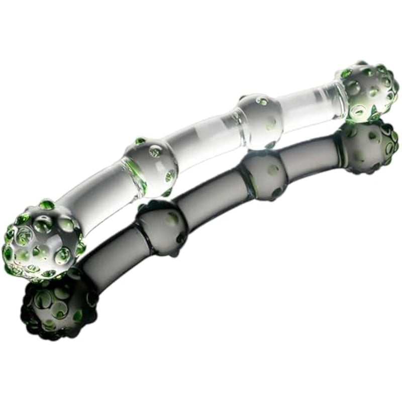 Double Ended G-Spot Glass Dildo - Crystal Glass Pleasure Wand With 4 Bead - Double Side Anal Butt Plug - Prostate Massager Anal Stimulator For Men Women