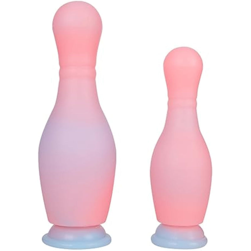 Silicone Sex Toys Anal Plug Realistic Dildo, 8.58" 7.01" Bowling Ball Silicone Dildo, Meat Feel Design Experience Double Pleasure (Pink, Large)
