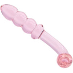 Glass Pleasure Wand, Bent Graduate Crystal Dildo Double Ended Anal Beads Butt Plug For G-Spot Stimulation