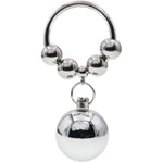 Stainless Steel Metal Weighted Pendant Penis Ring With 4 Beads, Metal Heavy Ball Male Cock Ring Bondage Penis Ring