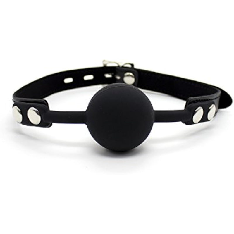 Sm Silicone Ball Gag With Lock Leather Strap Bdsm Adult Sex Toys Bondage Kit Restraints Play (1.5In Ball, Black)