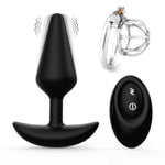 Chastity Cage And Vibrating Anal Plug With Remote And 12 Vibration Modes