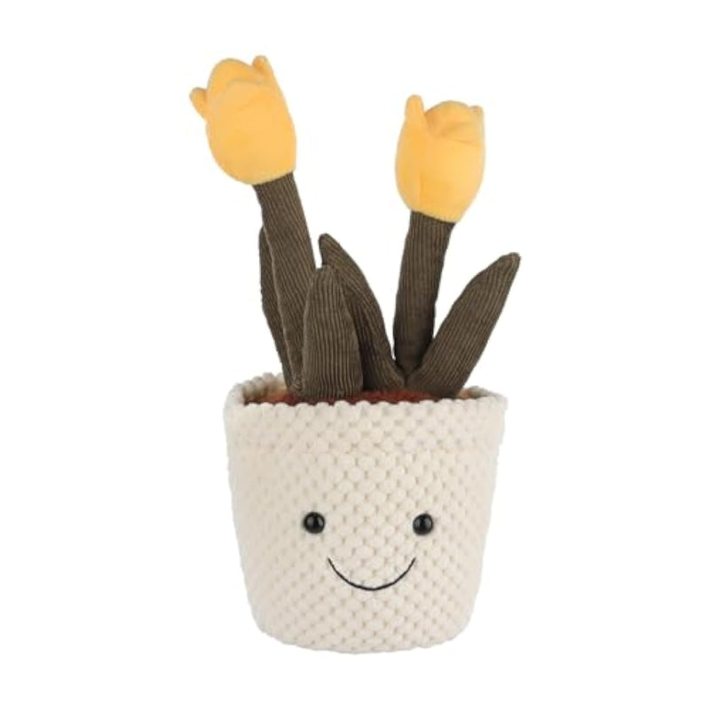 Potted Tulip Yellow Plant Stuffed Animals For Kids, Soft Cute Plush Toys For Baby Girl And Boy, 10 Inches