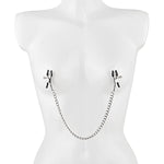 Nipple Clamps - Soft Rubber Breast Clips, Restraint, Bondage, Nipple Play, Role-Playing, Bdsm - Adjustable Clamps With Metal Chain