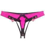 Female Invisible Chastity Belt Underwear Invisible Thong Pant With Anti-Off For Sissy Male Chastity Cage Devices Elastic Band Penis Cage Accessories (Pink With Lock, L)