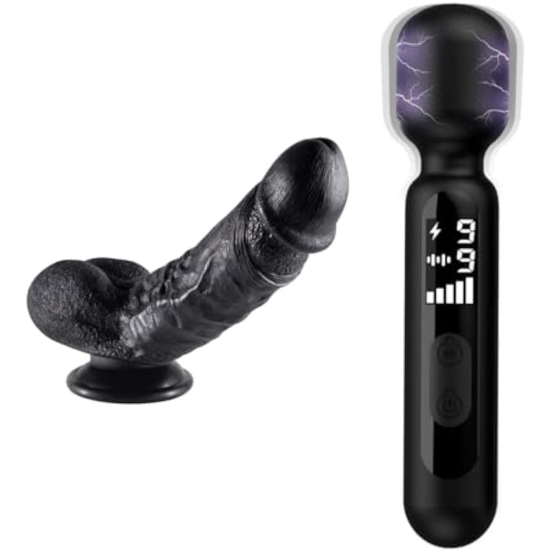 Realistic Dildo (Xl) + Electric Shock Wand Vibrator