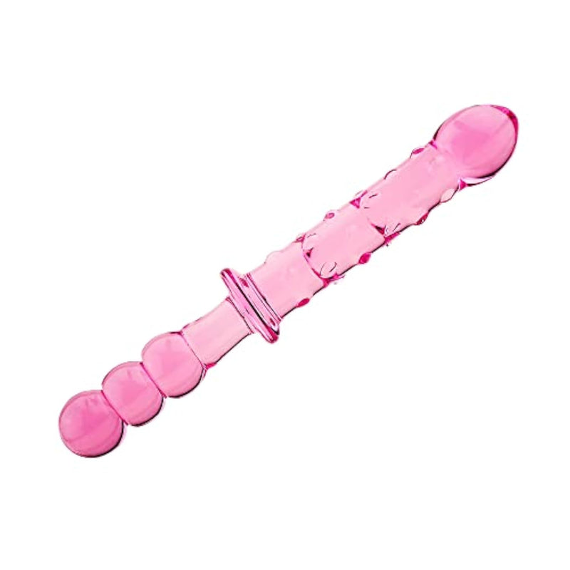 Double-Ended Crystal Dildos Glass Pleasure Wand Anal Plug - Pink Style Series (Style F)