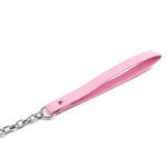 Faux Leather Handle Chain Leash for BDSM Bondage Restraints and Toys, Pink