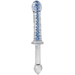 8.7 Inches Blue Swirl Glass Dildo Crystal Penis Women Masturbator G-Spot Stimulator Sex Wand